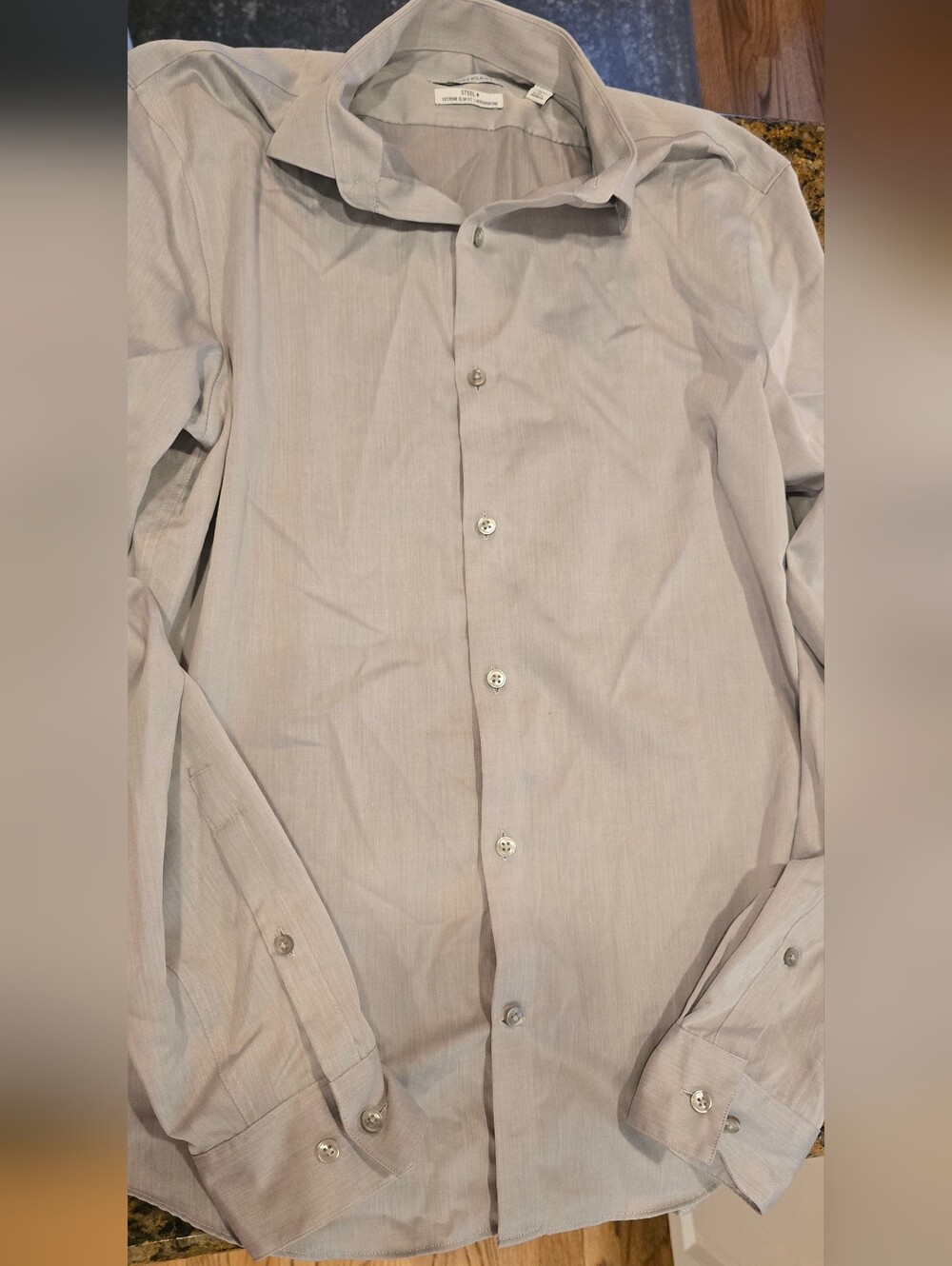 Calvin Klein Light Gray Men's Button-Down Dress Shirt